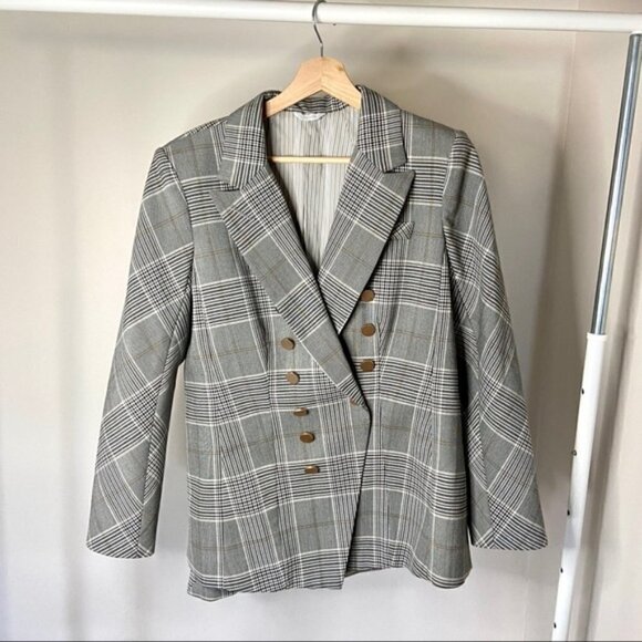 SOSKEN Studios Hero grey plaid double breasted blazer sz 4 - Picture 2 of 9